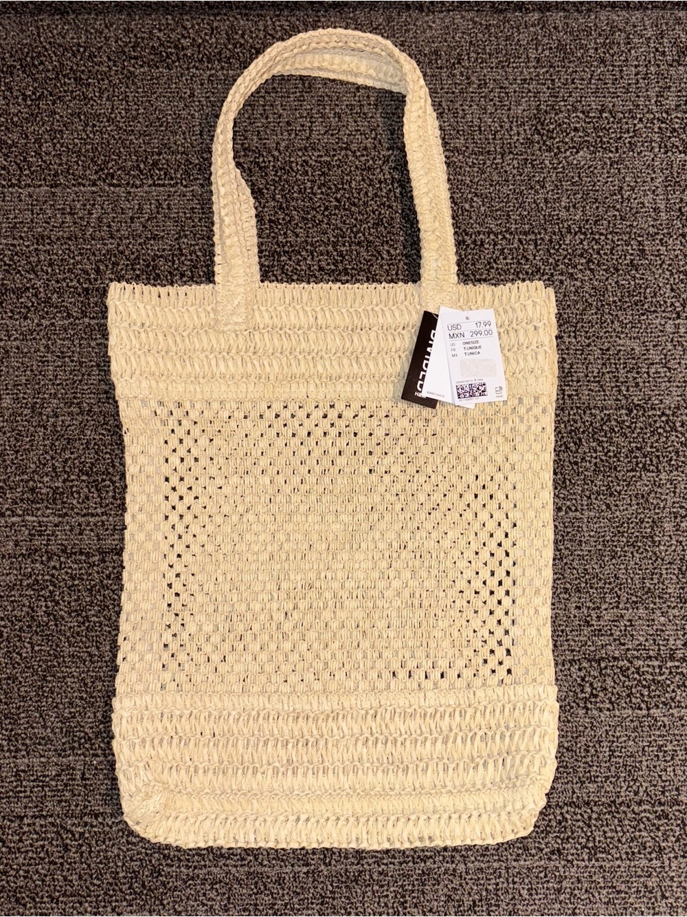 Beautiful H&M Divided Raffia Paper Crochet Tote. Natural. Brand New, Never Used!